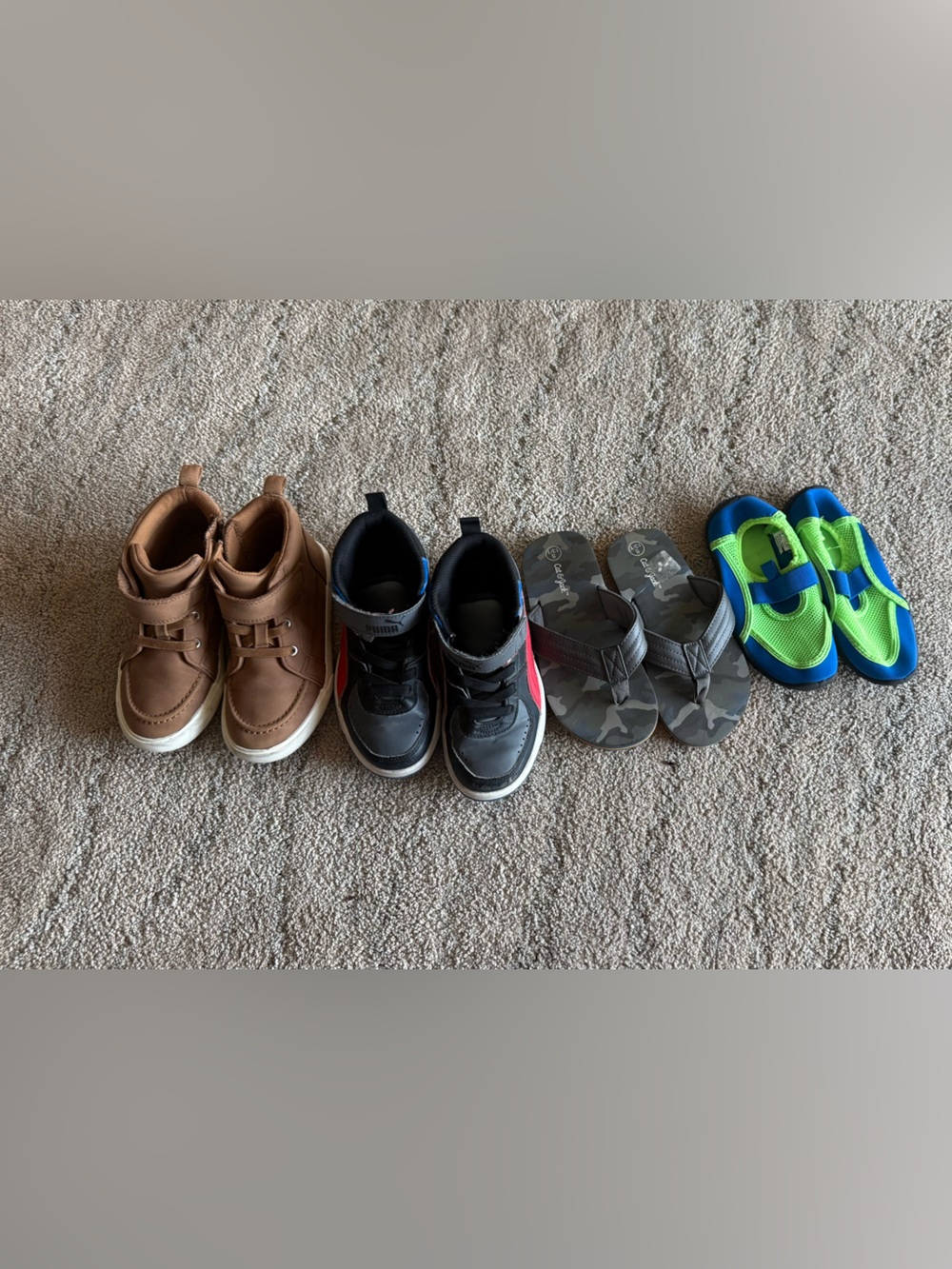 Nike Kids Neon Green and Blue Slip-On Water Sandals